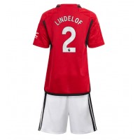 Fotballdrakt Barn Manchester United Victor Lindelof #2 Hjemmedraktsett 2023-24 Kortermet (+ Korte bukser)